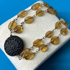 🖤Citrine Black cinnabar 14K gold filled bracelet